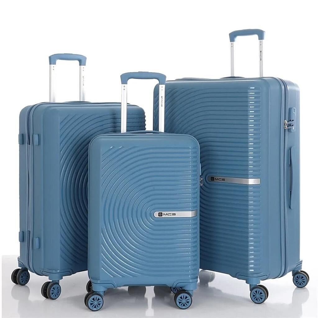 Mçs Valiz 3lü Set Kırılmaz PP Silikon Sky Blue
