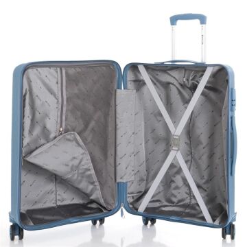 Mçs Valiz 3lü Set Kırılmaz PP Silikon Sky Blue