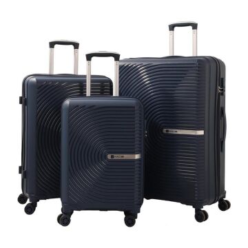 MÇS 3lü Set Kırılmaz Silikon Seyahat Valizi Bavulu V374 Lacivert