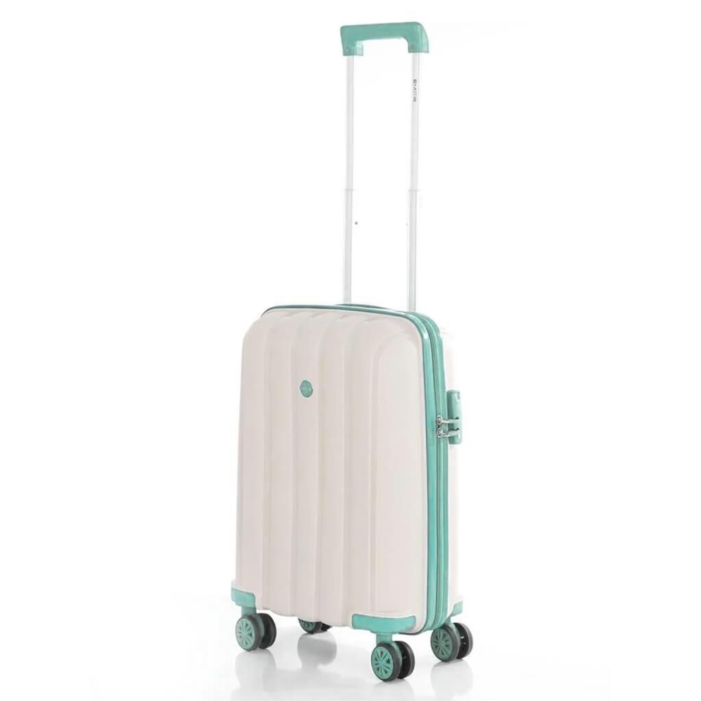 MÇS Kabin Boy Kırılmaz Silikon Seyahat Valizi Bavulu V305 Kemik/SuYeşili