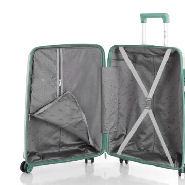 MÇS Kabin Boy Kırılmaz Silikon Seyahat Valizi Bavulu V305 Kemik/SuYeşili