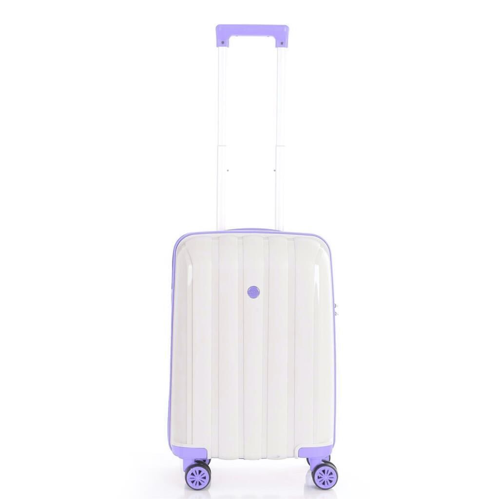MÇS Kabin Boy Kırılmaz Silikon Seyahat Valizi Bavulu V305 Kemik/Lila