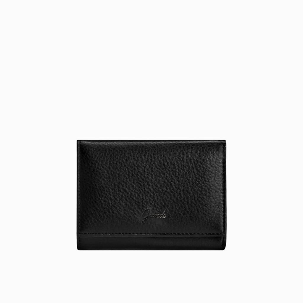 Grande Gerçek Deri Kadın Cüzdanı Hakiki Deri Normal Boy Siyah