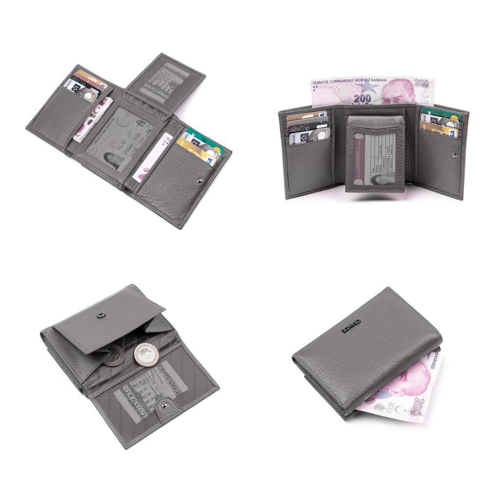 Grande Gerçek Deri Kadın Cüzdanı Hakiki Deri Normal Boy Bordo