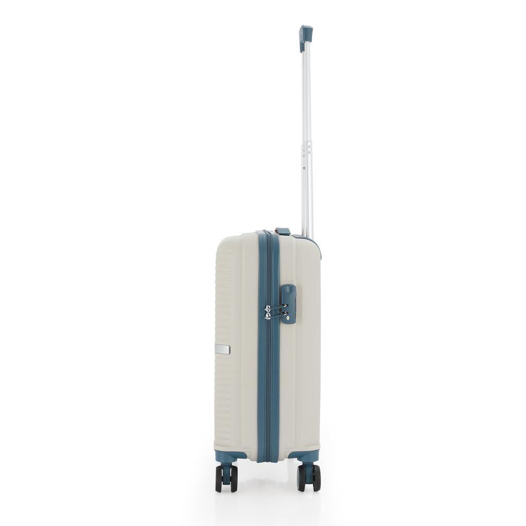 Mçs Valiz Kabin Boy Kırılmaz PP Silikon V374 Kemik/SkyBlue