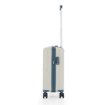 Mçs Valiz Kabin Boy Kırılmaz PP Silikon V374 Kemik/SkyBlue