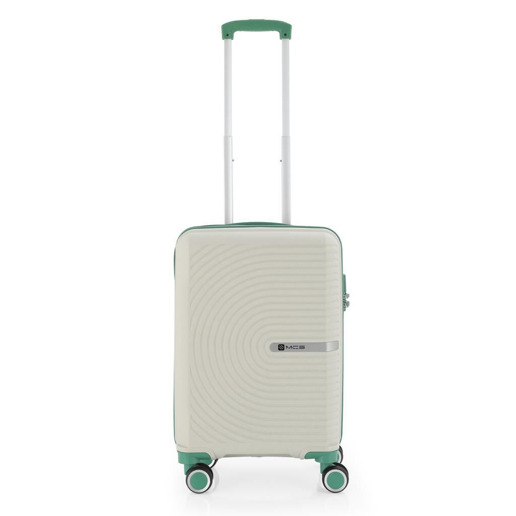 Mçs Valiz Kabin Boy Kırılmaz PP Silikon V374 Kemik/SuYeşili