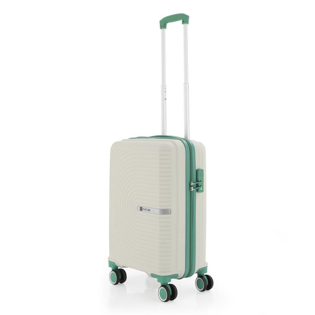 MÇS Kabin Boy Kırılmaz Silikon Seyahat Valizi Bavulu V374 Kemik/SuYeşili