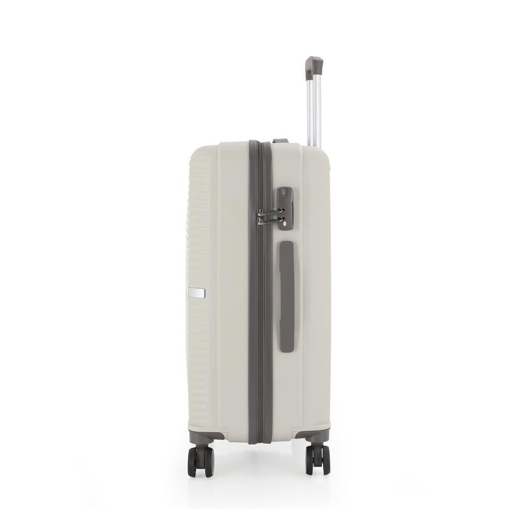 MÇS Orta Boy Kırılmaz Silikon Seyahat Valizi Bavulu V374 Kemik/Gri