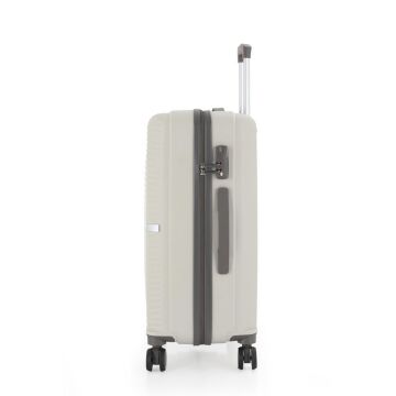 MÇS Orta Boy Kırılmaz Silikon Seyahat Valizi Bavulu V374 Kemik/Gri