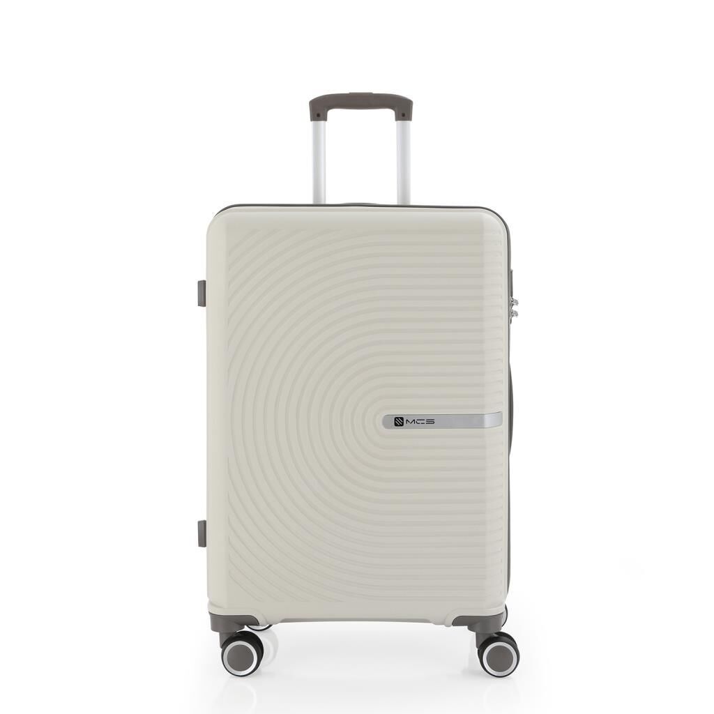MÇS Orta Boy Kırılmaz Silikon Seyahat Valizi Bavulu V374 Kemik/Gri
