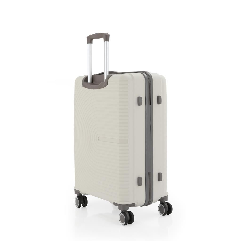 MÇS Orta Boy Kırılmaz Silikon Seyahat Valizi Bavulu V374 Kemik/Gri