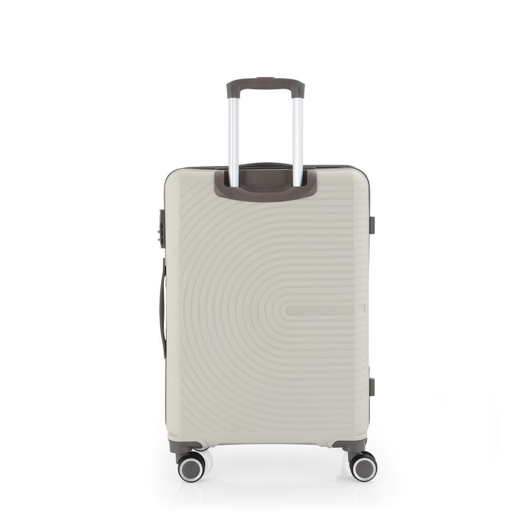 Mçs Valiz Orta Boy Kırılmaz PP Silikon Bavul V374 Kemik/Gri