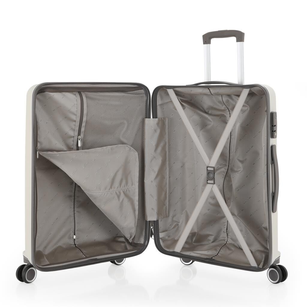 MÇS Orta Boy Kırılmaz Silikon Seyahat Valizi Bavulu V374 Kemik/Gri