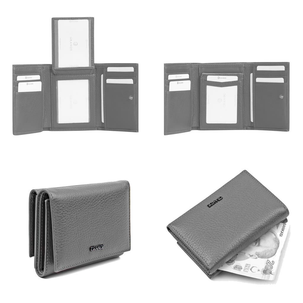 Grande Gerçek Deri Kadın Cüzdanı Hakiki Deri Normal Boy Fuşya