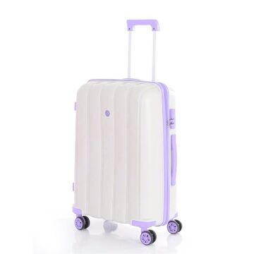 MÇS Orta Boy Kırılmaz Silikon Seyahat Valizi Bavulu V305 Kemik/Lila
