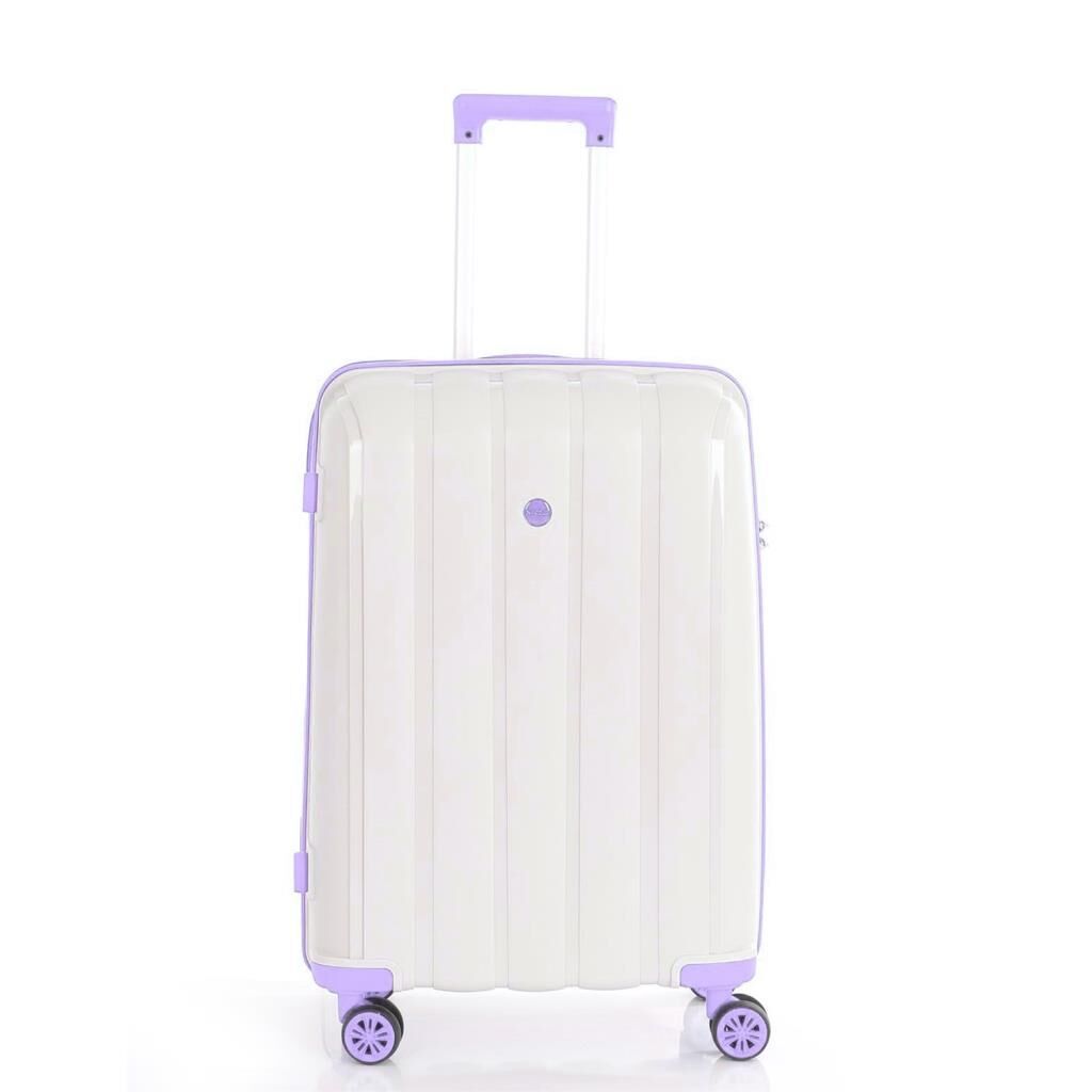 MÇS Orta Boy Kırılmaz Silikon Seyahat Valizi Bavulu V305 Kemik/Lila