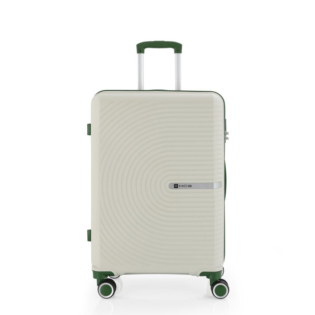 MÇS Orta Boy Kırılmaz Silikon Seyahat Valizi Bavulu V374 Kemik/Haki