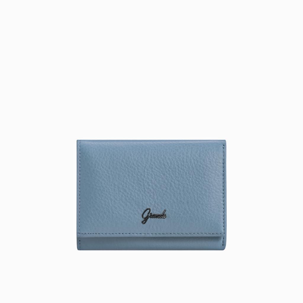 Grande Gerçek Deri Kadın Cüzdanı Hakiki Deri Normal Boy Buz Mavi