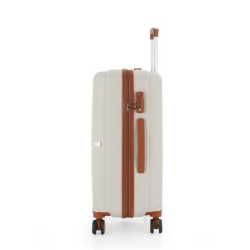 MÇS Orta Boy Kırılmaz Silikon Seyahat Valizi Bavulu V374 Kemik/Kahverengi