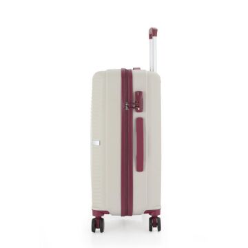 MÇS Orta Boy Kırılmaz Silikon Seyahat Valizi Bavulu V374 Kemik/Mürdüm