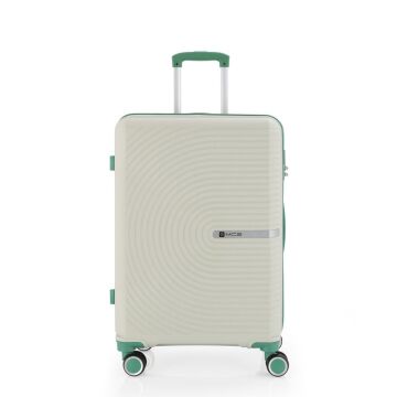 MÇS Orta Boy Kırılmaz Silikon Seyahat Valizi Bavulu V374 Kemik/SuYeşili