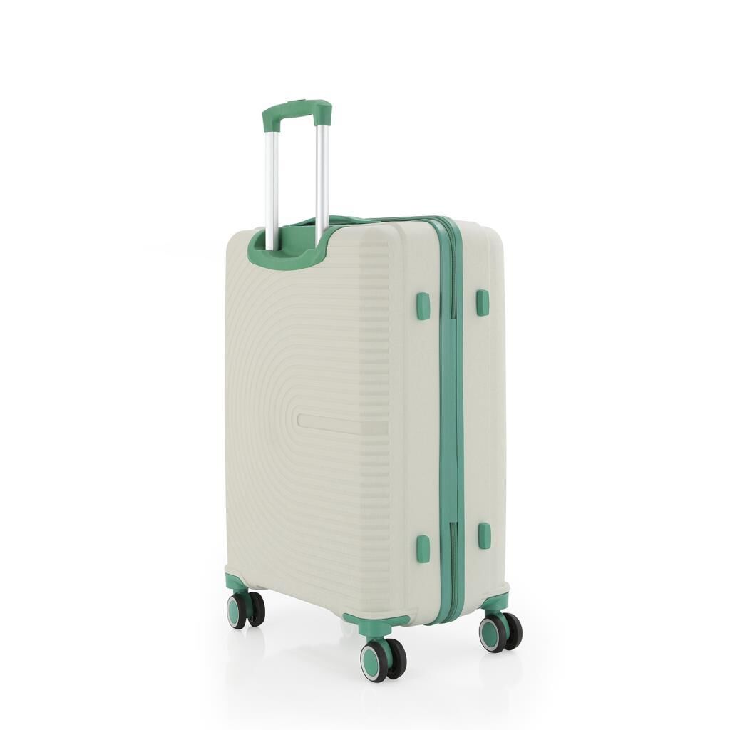 MÇS Orta Boy Kırılmaz Silikon Seyahat Valizi Bavulu V374 Kemik/SuYeşili