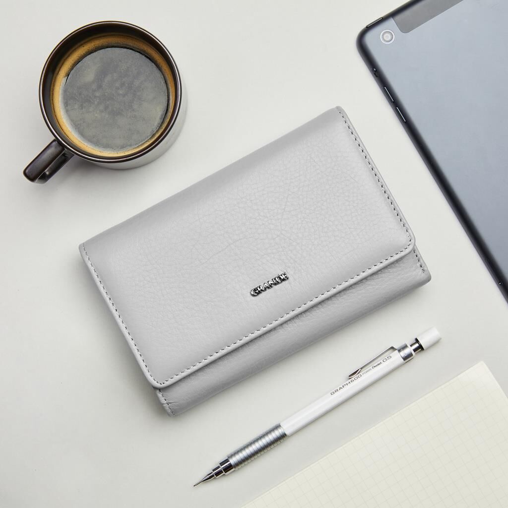 Grande Gerçek Deri Kadın Cüzdanı Orta Boy Hakiki Deri Siyah