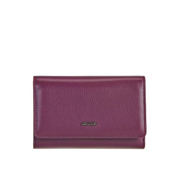 Grande Gerçek Deri Kadın Cüzdanı Orta Boy Hakiki Deri Mürdüm