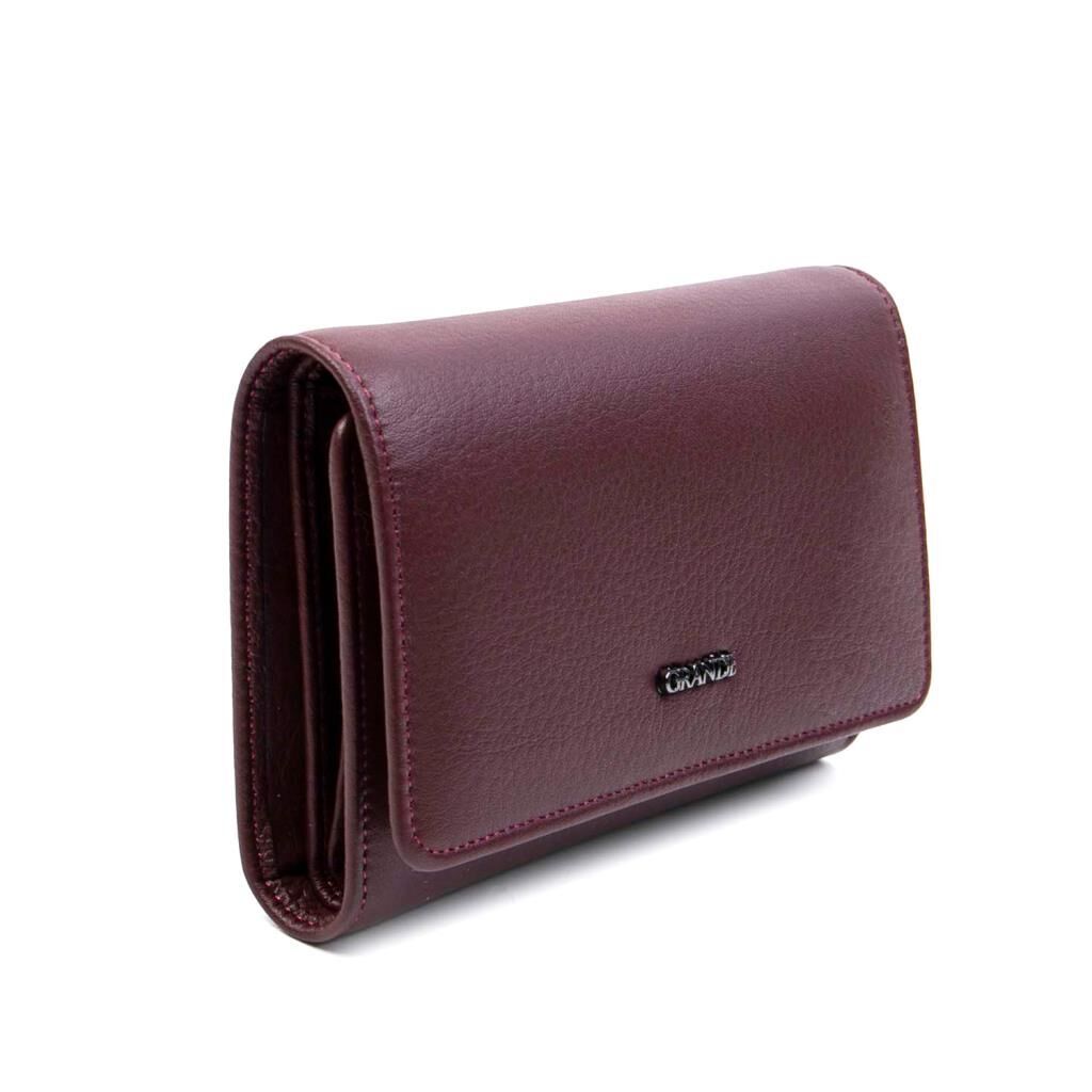 Grande Gerçek Deri Kadın Cüzdanı Orta Boy Hakiki Deri Mürdüm