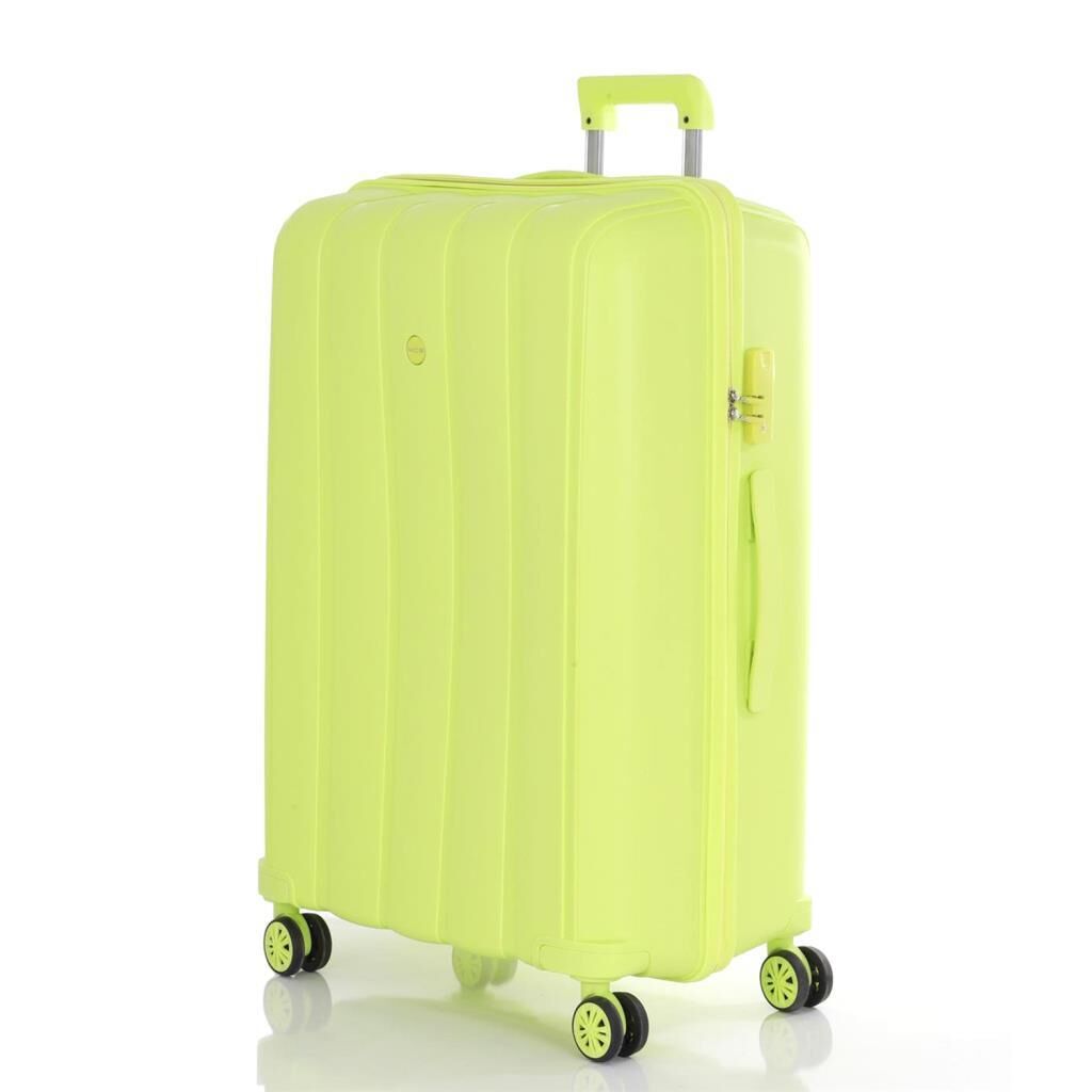 MÇS Büyük Boy Kırılmaz Silikon Seyahat Valizi Bavulu V305 Kemik/Lila