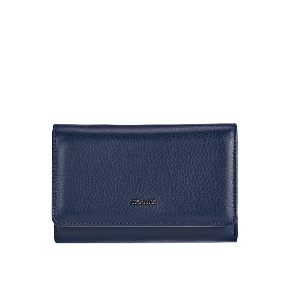 Grande Gerçek Deri Kadın Cüzdanı Orta Boy Hakiki Deri Lacivert