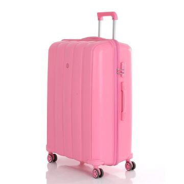 MÇS Büyük Boy Kırılmaz Silikon Seyahat Valizi Bavulu V305 Pembe