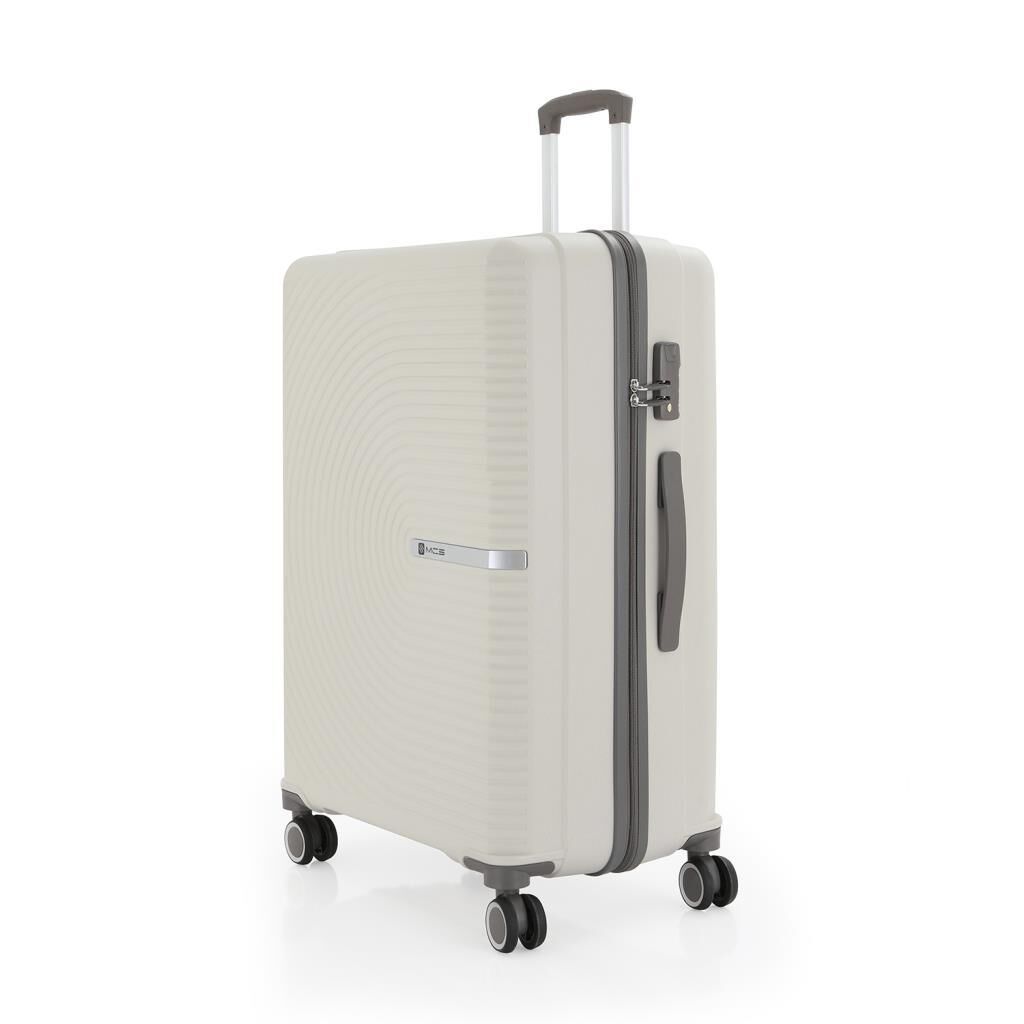 MÇS Büyük Boy Kırılmaz Silikon Seyahat Valizi Bavulu V374 Kemik/Gri