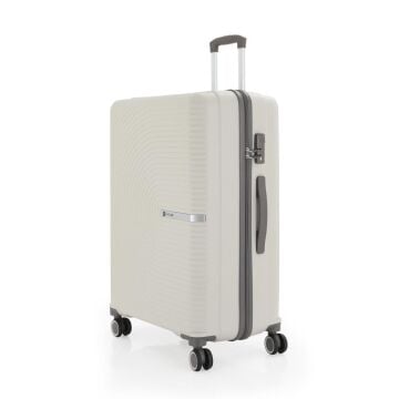 Mçs Valiz Büyük Boy Kırılmaz PP Silikon V374 Kemik/Gri