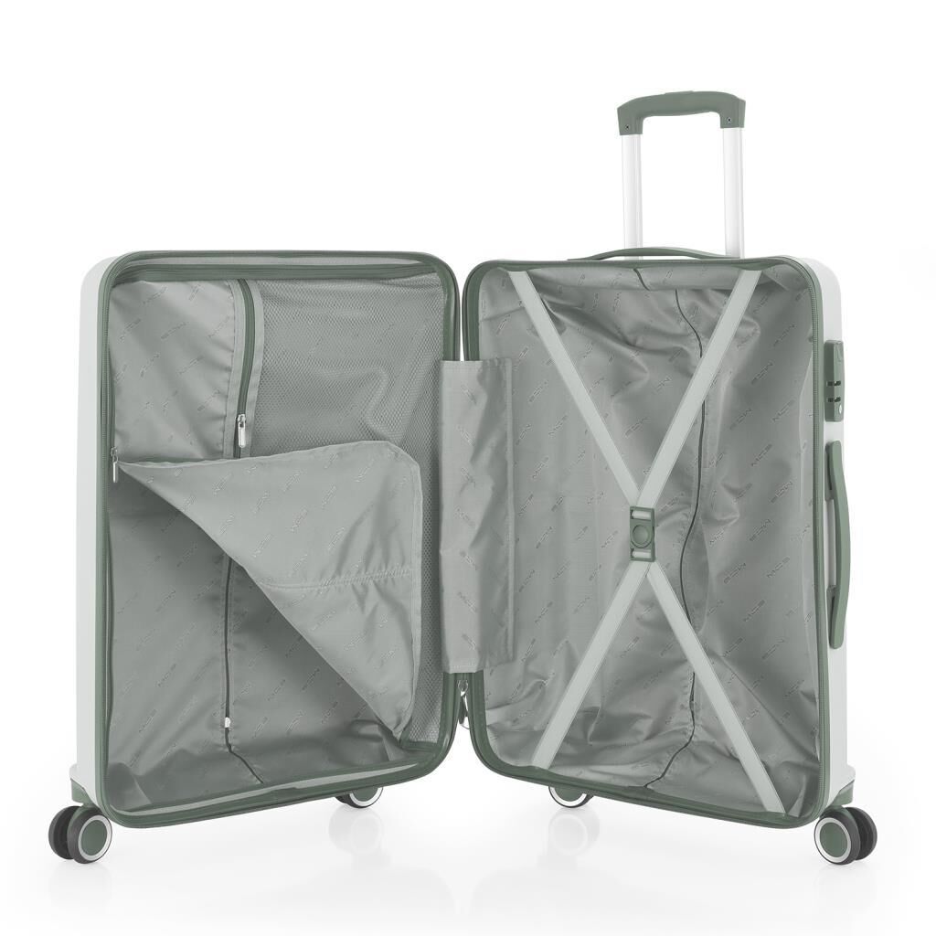 MÇS Büyük Boy Kırılmaz Silikon Seyahat Valizi Bavulu V374 Kemik/Haki