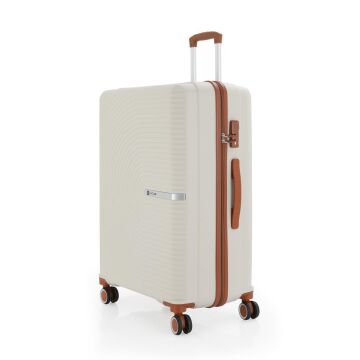 MÇS Büyük Boy Kırılmaz Silikon Seyahat Valizi Bavulu V374 Kemik/Kahverengi