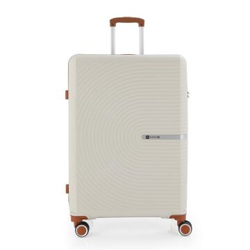 Mçs Valiz Büyük Boy Kırılmaz PP Silikon V374 Kemik/Kahverengi