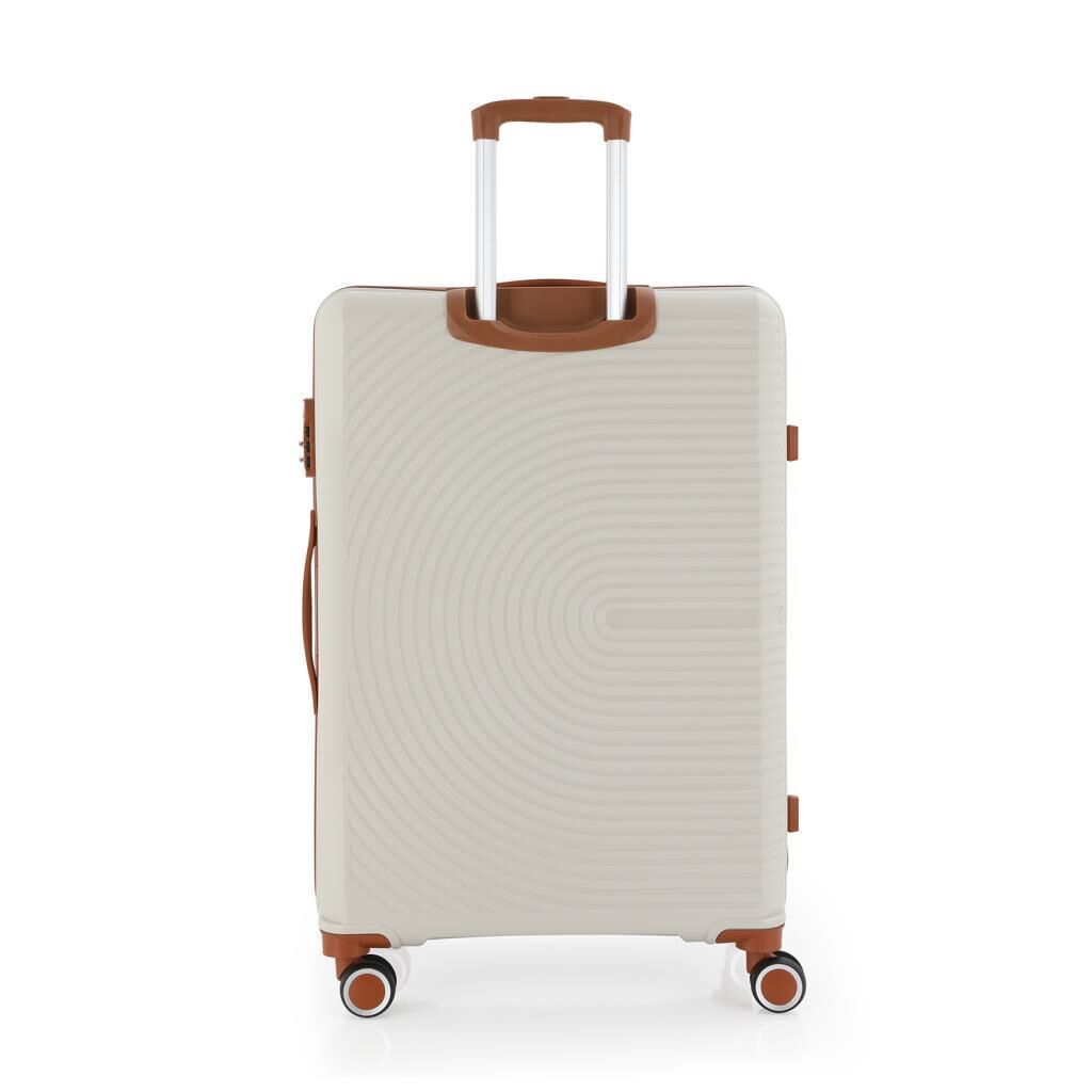 MÇS Büyük Boy Kırılmaz Silikon Seyahat Valizi Bavulu V374 Kemik/Kahverengi