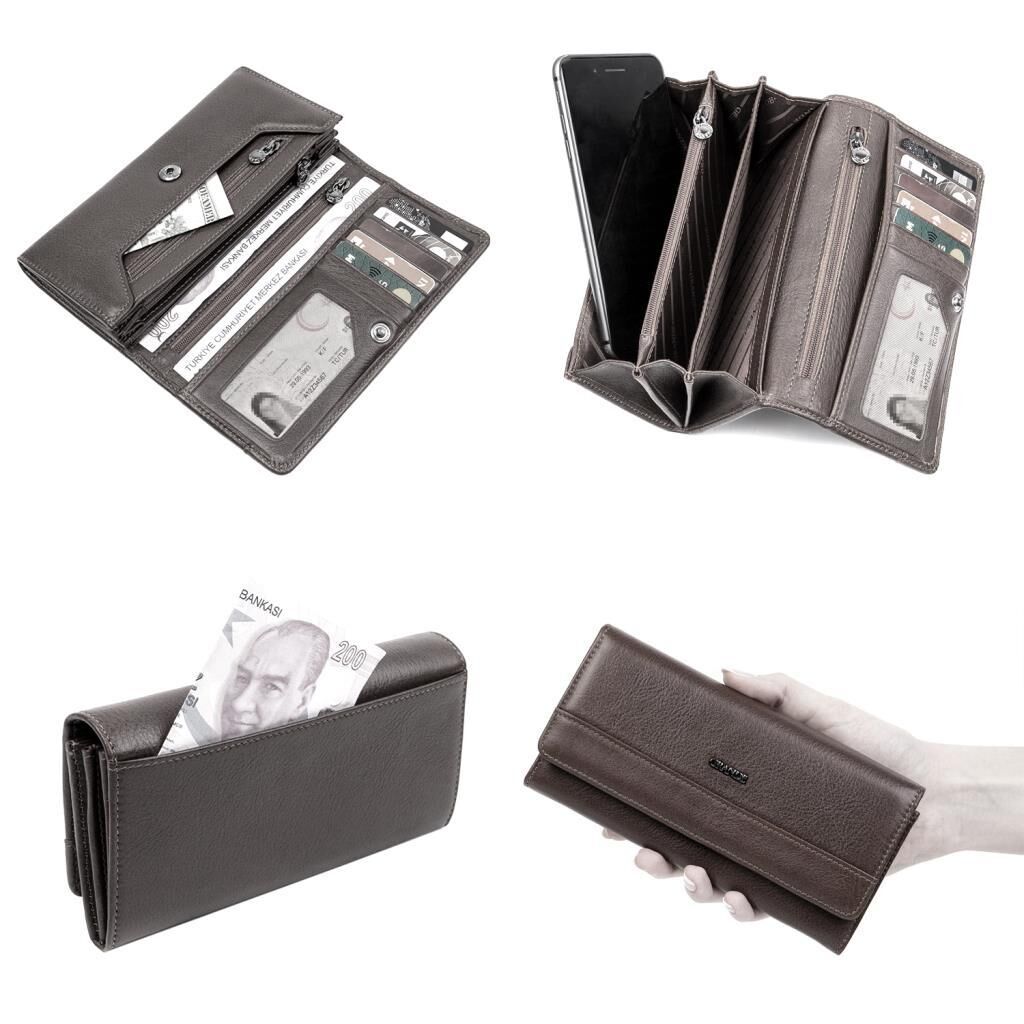 Grande Gerçek Deri Kadın Cüzdanı Hakiki Deri Büyük Boy Kırmızı