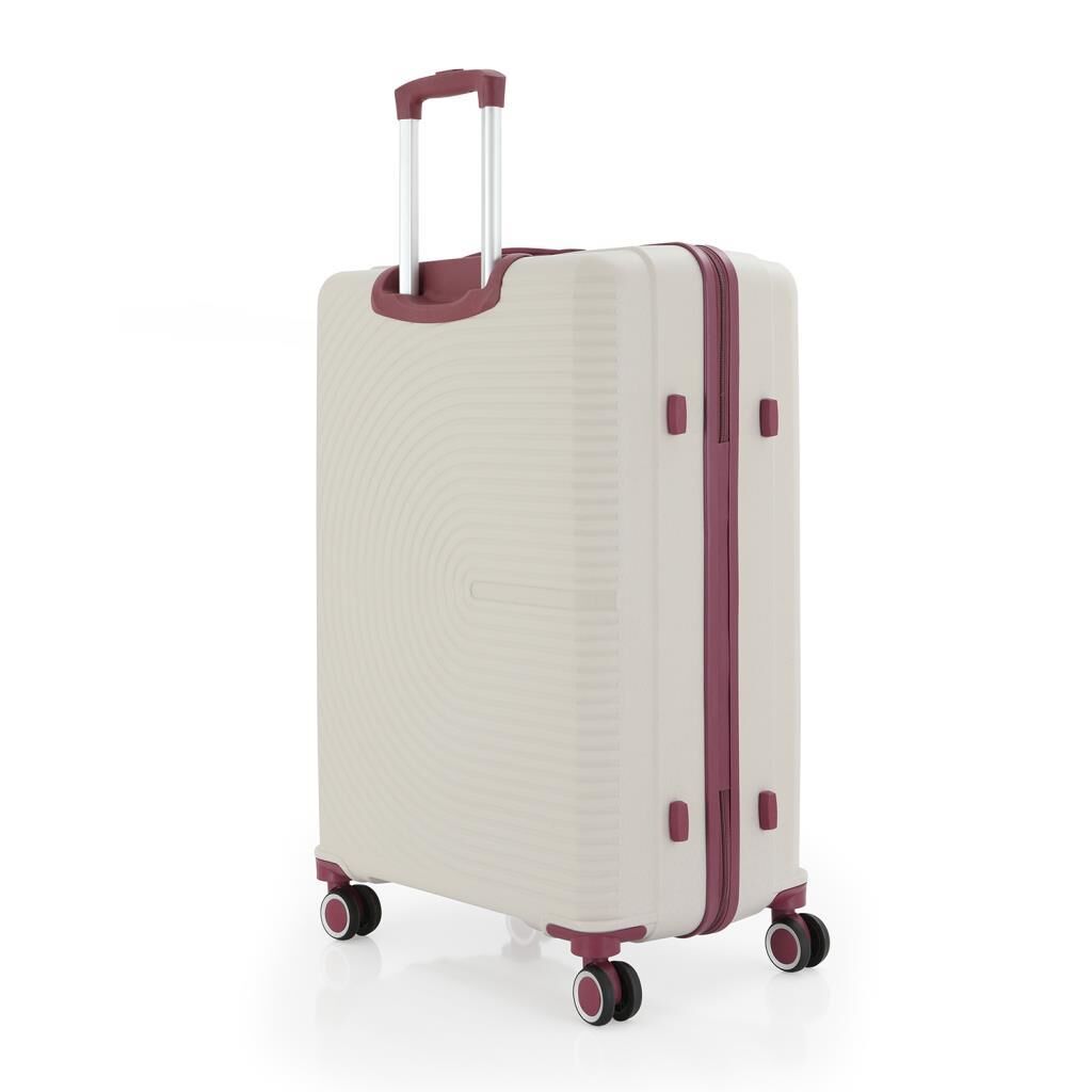 MÇS Büyük Boy Kırılmaz Silikon Seyahat Valizi Bavulu V374 Kemik/Mürdüm