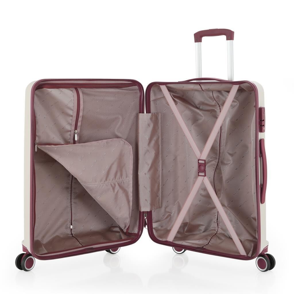 MÇS Büyük Boy Kırılmaz Silikon Seyahat Valizi Bavulu V374 Kemik/Mürdüm