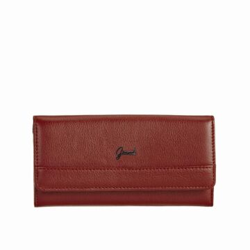 Grande Gerçek Deri Kadın Cüzdanı Hakiki Deri Büyük Boy Bordo