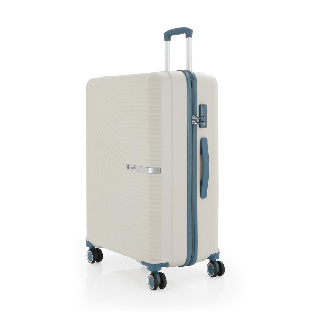 Mçs Valiz Büyük Boy Kırılmaz PP Silikon V374 Kemik/SkyBlue