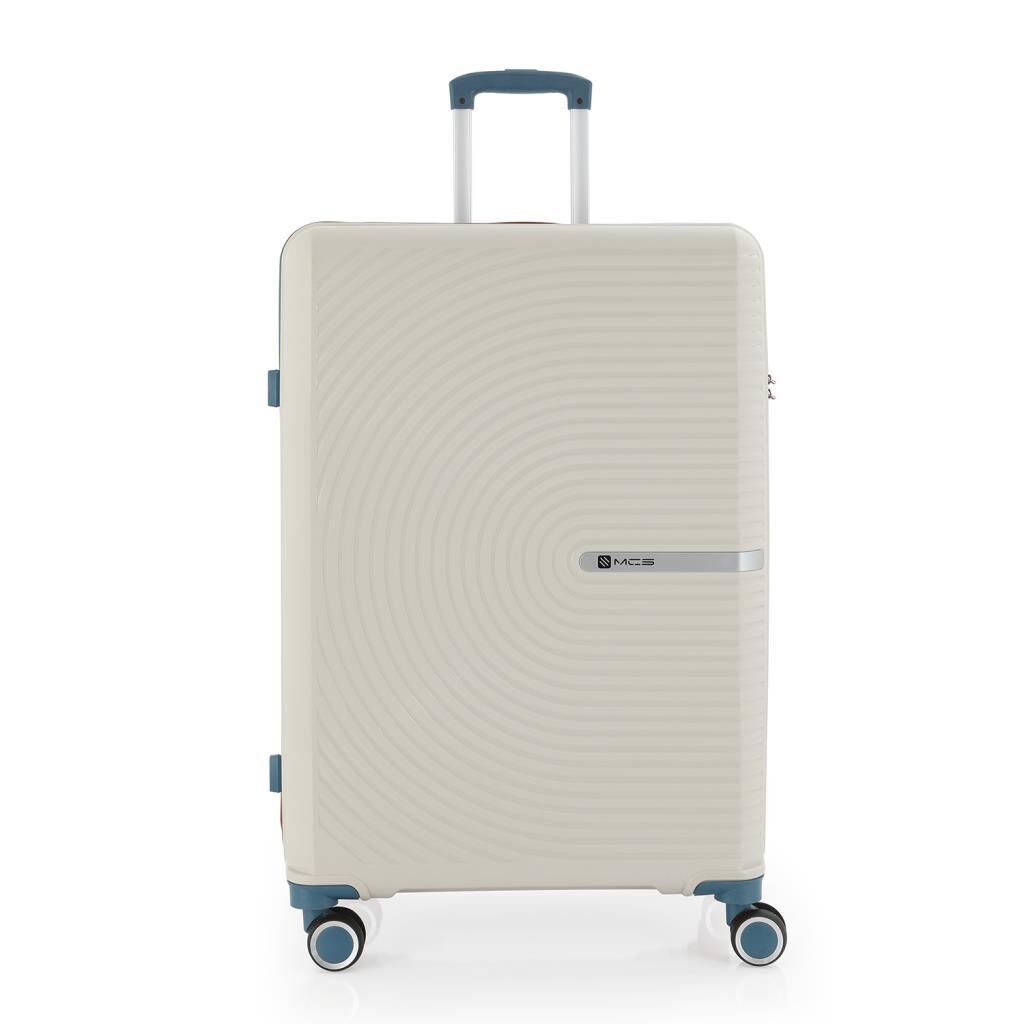 MÇS Büyük Boy Kırılmaz Silikon Seyahat Valizi Bavulu V374 Kemik/SkyBlue