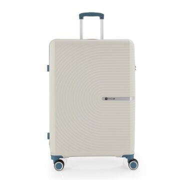 Mçs Valiz Büyük Boy Kırılmaz PP Silikon V374 Kemik/SkyBlue
