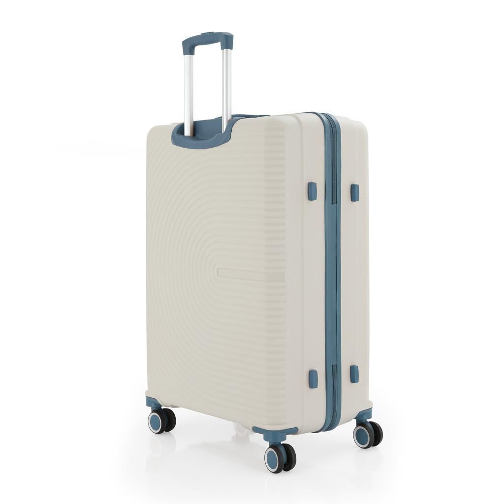 Mçs Valiz Büyük Boy Kırılmaz PP Silikon V374 Kemik/SkyBlue