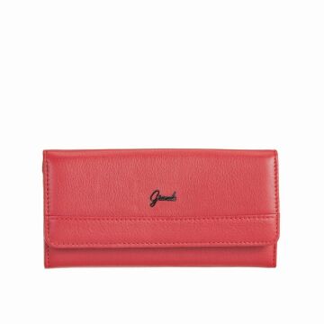 Grande Gerçek Deri Kadın Cüzdanı Hakiki Deri Büyük Boy Fuşya