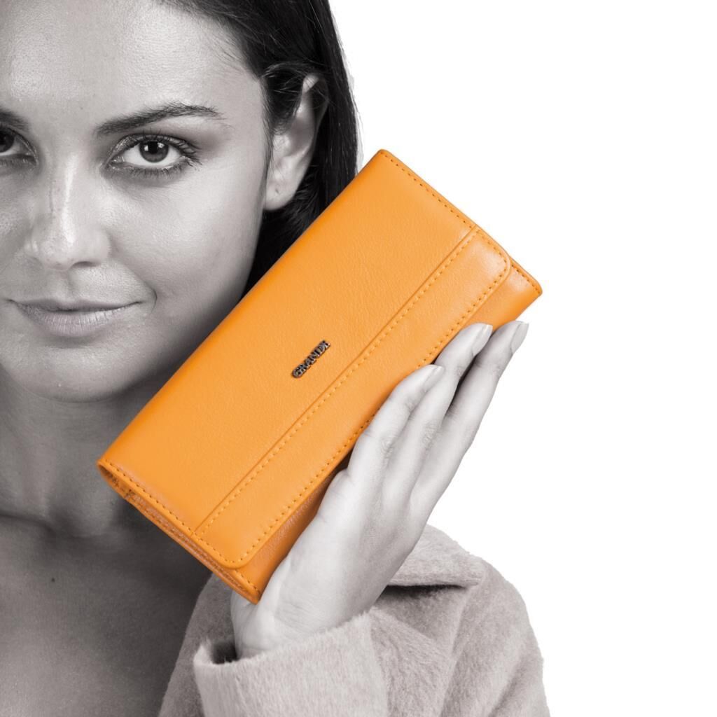 Grande Gerçek Deri Kadın Cüzdanı Hakiki Deri Büyük Boy Fuşya