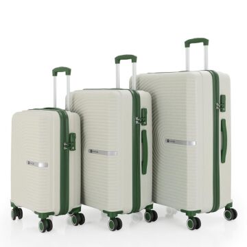 Mçs Valiz 3lü Set Kırılmaz PP Silikon Kemik/Haki